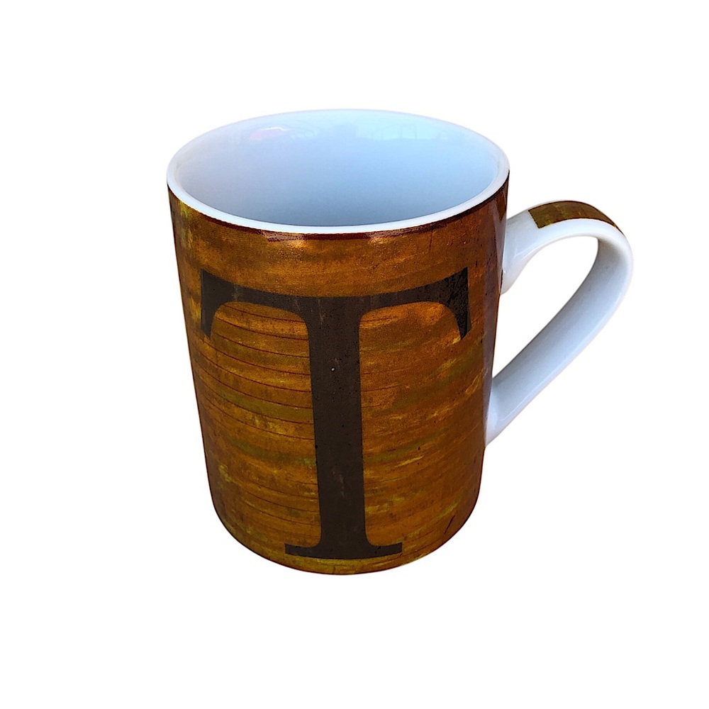Pier One 1 Porcelain Brown Orange Letter T Monogram
Coffee Mug Cup